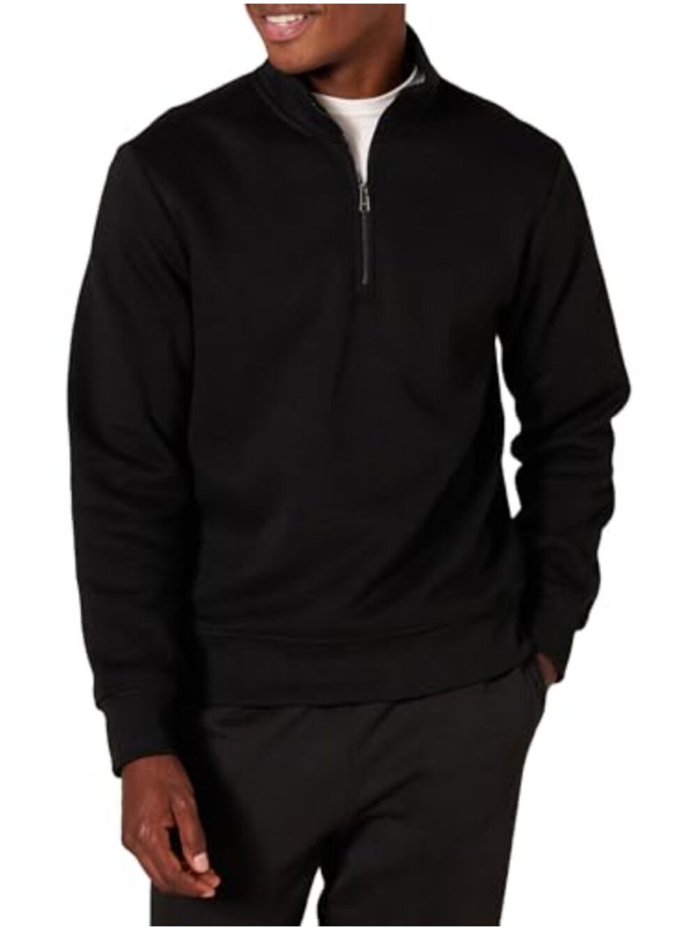 Long Sleeve Quarter-Zip Fleece Sweatshirt Pullover Mock Neck Casual